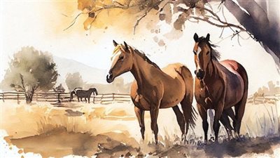 The Epic Encounter: A Tale of Two Horses Locked in Battle  ‎