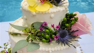 White Almond Wedding Cake