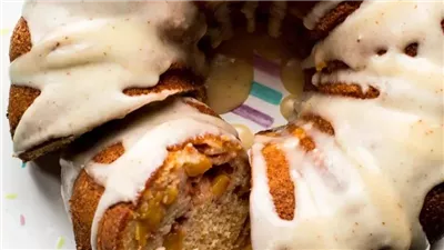 Peach Bundt Cake with Brown Butter Icing