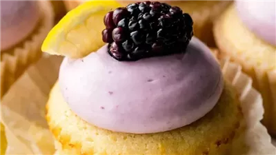 Lemon Cupcakes with Blackberry Cream Cheese Frosting