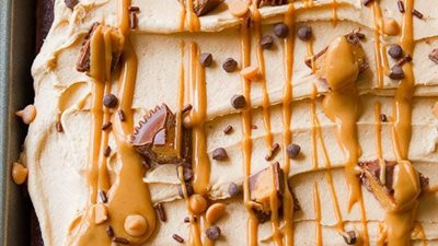 Chocolate Sheet Cake with Peanut Butter Frosting