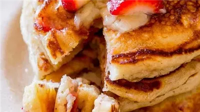 Strawberry Buttermilk Pancakes with Honey Butter