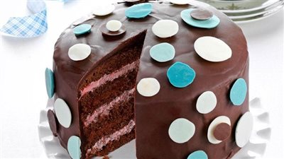 Chocolate-Raspberry Polka Dot Cake