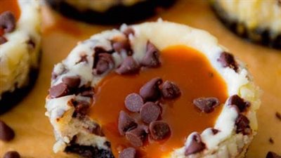 Salted Caramel Chocolate Chip Cheesecakes