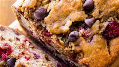 Dark Chocolate Chip Raspberry Banana Bread