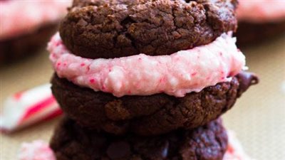 Chocolate Fudge Cookies with Candy Cane Buttercream