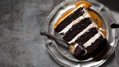 Classic Chocolate Layer Cake with Caramel Drizzle