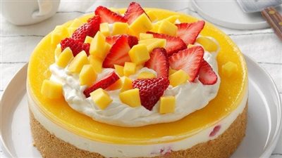 No-Bake Mango Strawberry Cheesecake