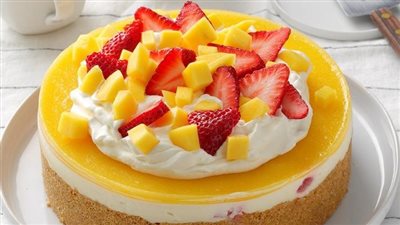 No-Bake Mango Strawberry Cheesecake