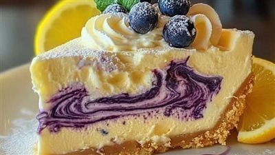 Fluffy Blueberry Cheesecake Swirl Cake 🍰💙🍋